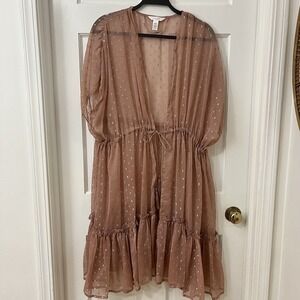 Lauren Conrad Kimono One Size Sheer Pink Long Cardigan Tie‎ Front Shimmer Fairy